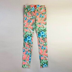 Tripp NYC Tropical Print Jeans Coral - Size 26